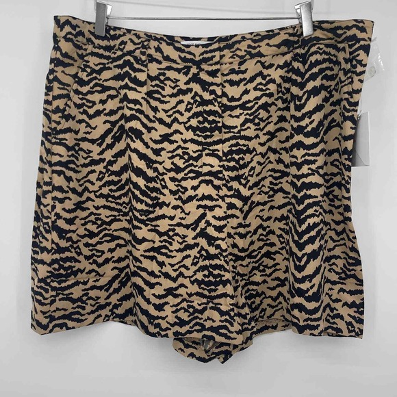 New Good American Leopard Shorts Womens 16 High Rise Tan Tiger Animal - Picture 7 of 11